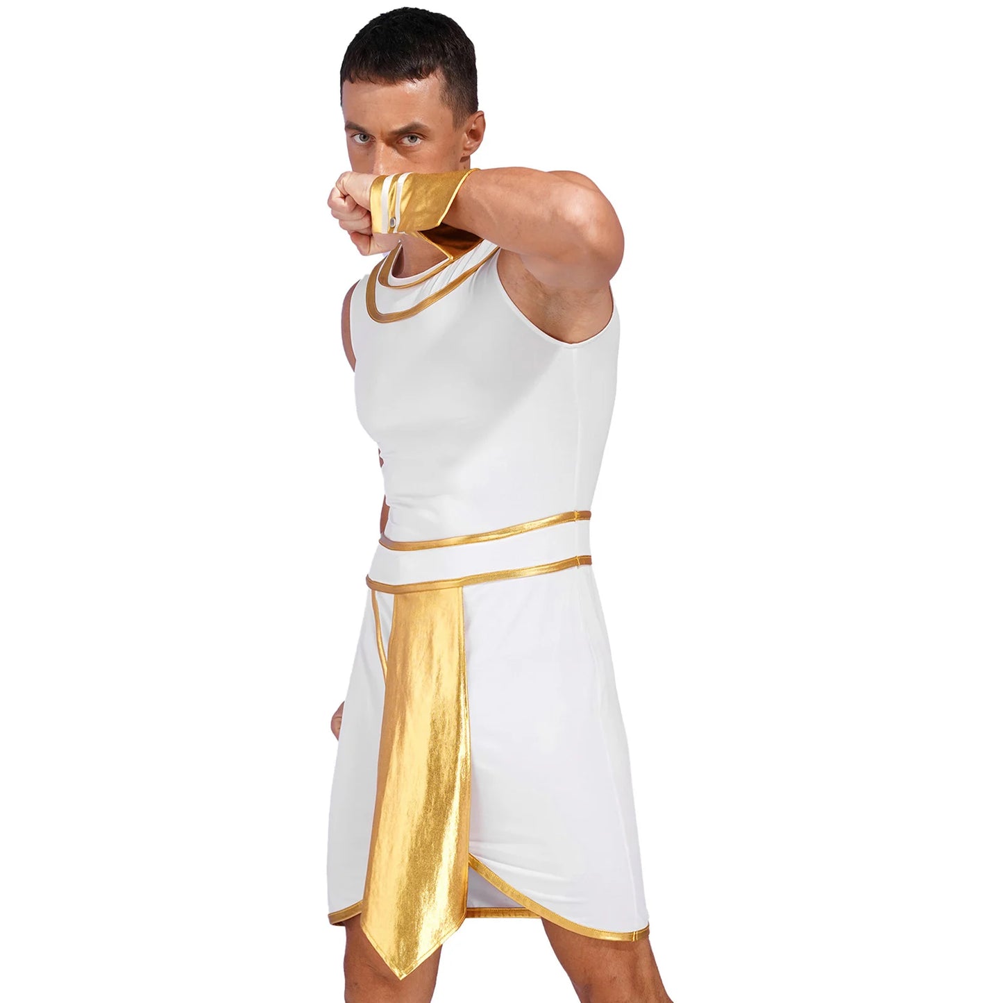 Men's Egyptian Ancient Greek Pharaoh Toga and Sleeves Metallic Costume - alternate view 5