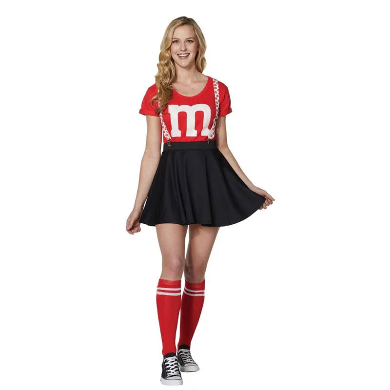 Women's M&M's Team T-shirt Black Skirt Stocking Funny Costume - alternate view 7