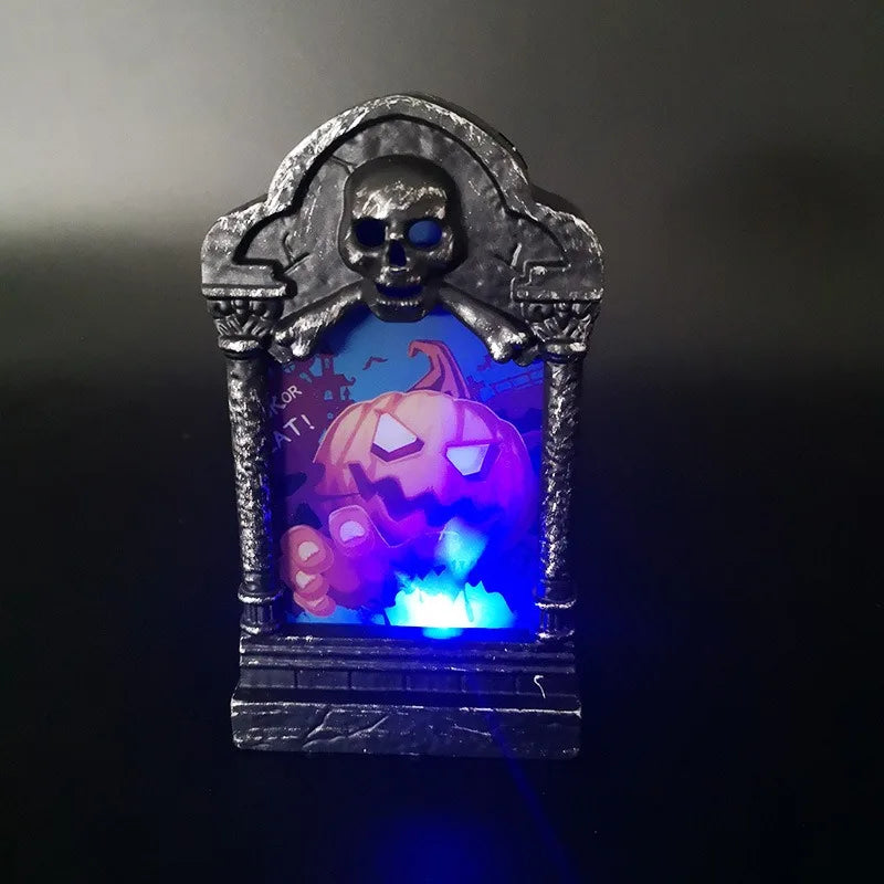 10pcs LED Light Up Graveyard Tombstones Headstone Skull Lamp Home Halloween Decor Party Supplies - product image 4