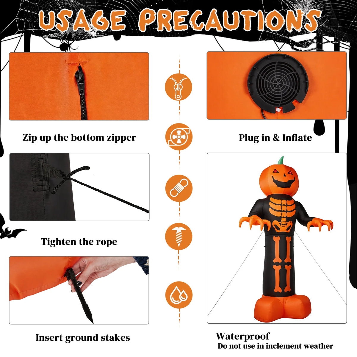Grim Reaper Skeleton Halloween Decoration - Black Inflatable - product image 6