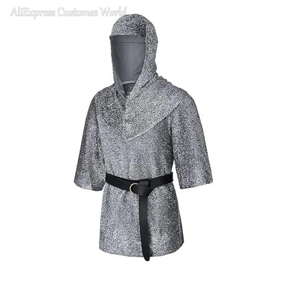 Renaissance for Men Outfits Armor Tunic Coif Cowl Crusader Costume Medieval Noble Knight - Hats Shirt Belt / M