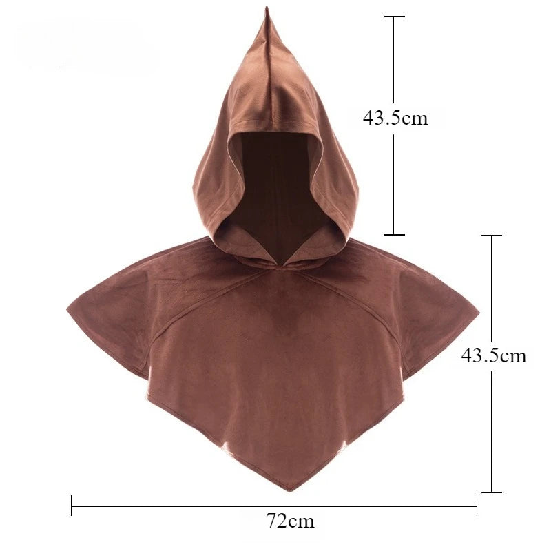 Medieval Cos Hooded Cape Wizard Short Cloak Unisex Halloween Costume - Blue / One Size