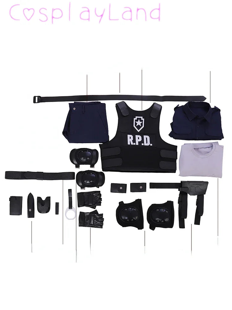 Resident 2 Cosplay Re Costume With Leon Vest Men's Halloween Costumes - view 4