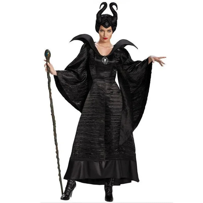 Women's Horned Dark Fairy Queen Witch Horns Hat Evil Demon Queen Costume - alternate view 6