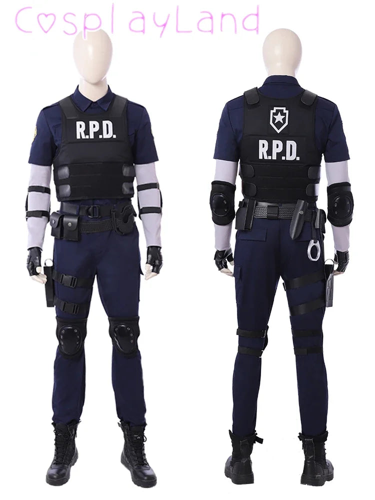 Resident 2 Cosplay Re Costume With Leon Vest Men's Halloween Costumes - view 2