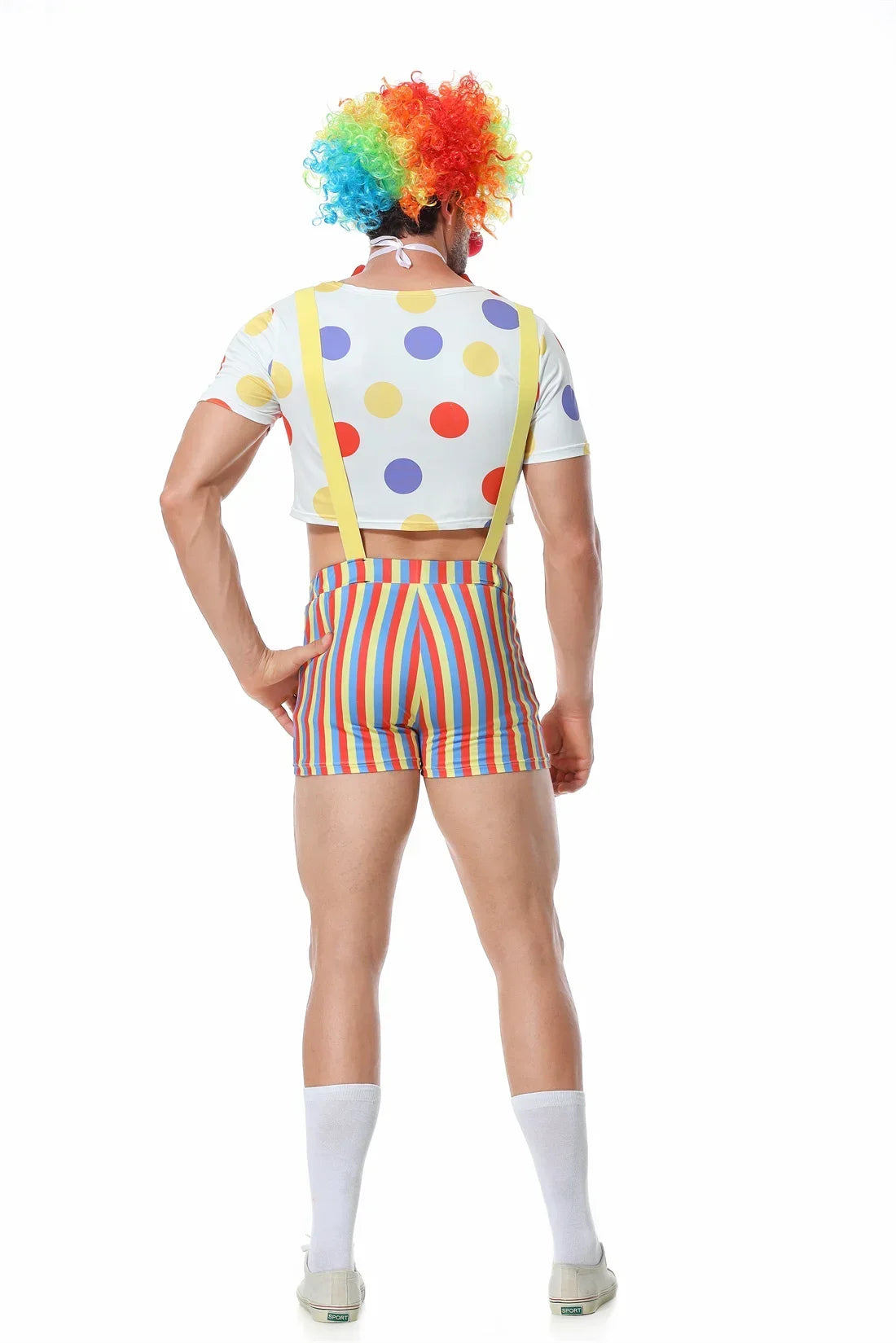 Men's Cosplay Funny Circus Clown Costumes Holiday Carnival Halloween Party Joke Dress With Wig Outfits - product image 4