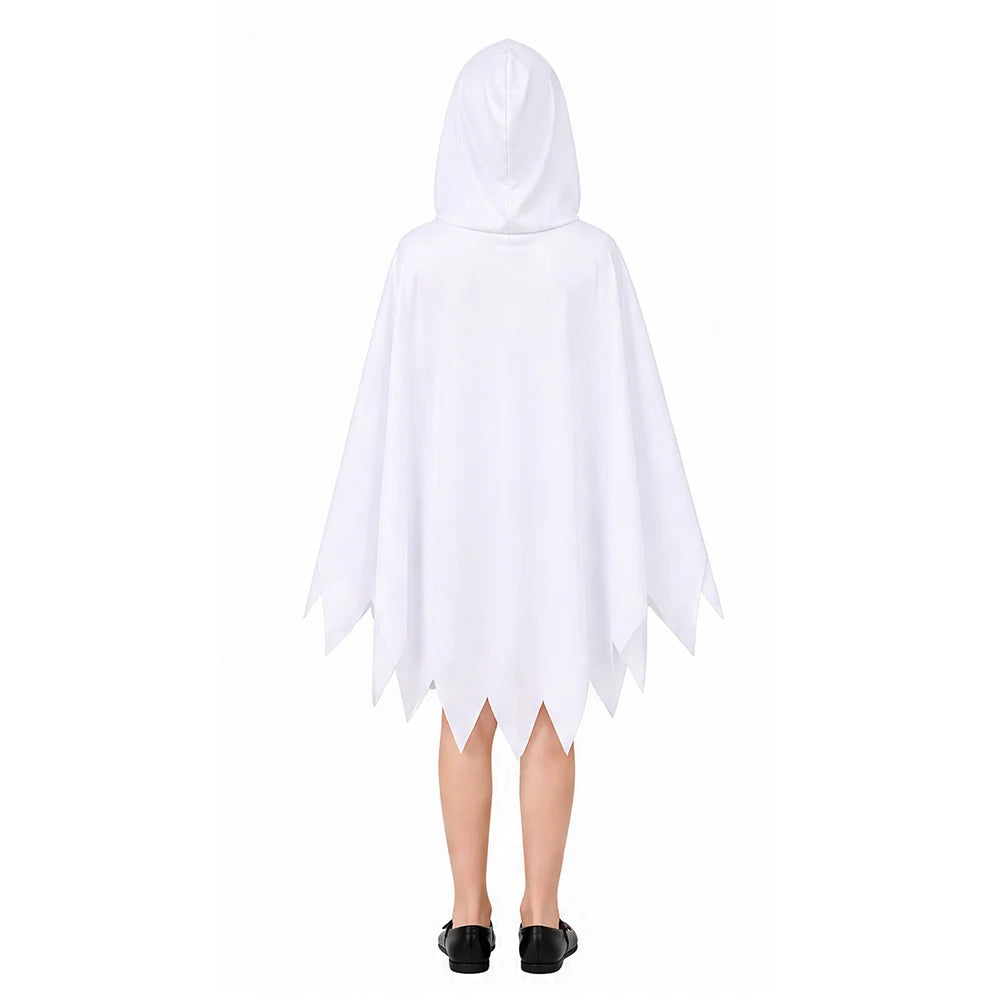 Halloween White Ghost Costume Glowing Hooded Cloak in The Dark Demon Shawl - product image 5