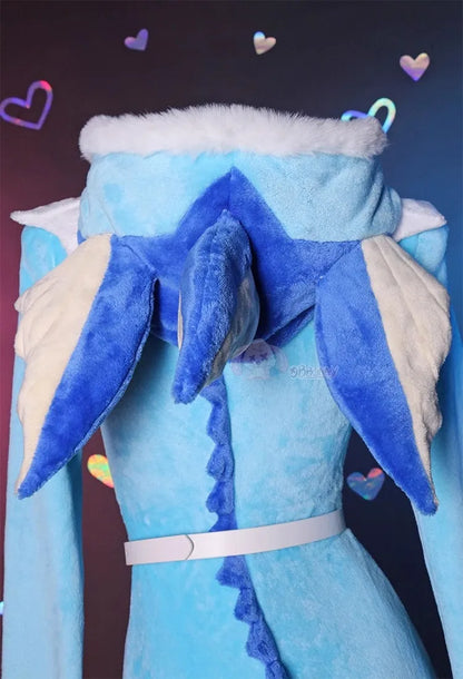 Anime Eevee Cosplay Costume Women Sexy Flannel Hooded Bodysuit Socks Suit Bunny Girl Cute Cartoon Plush Pajamas Jumpsuit Uniform