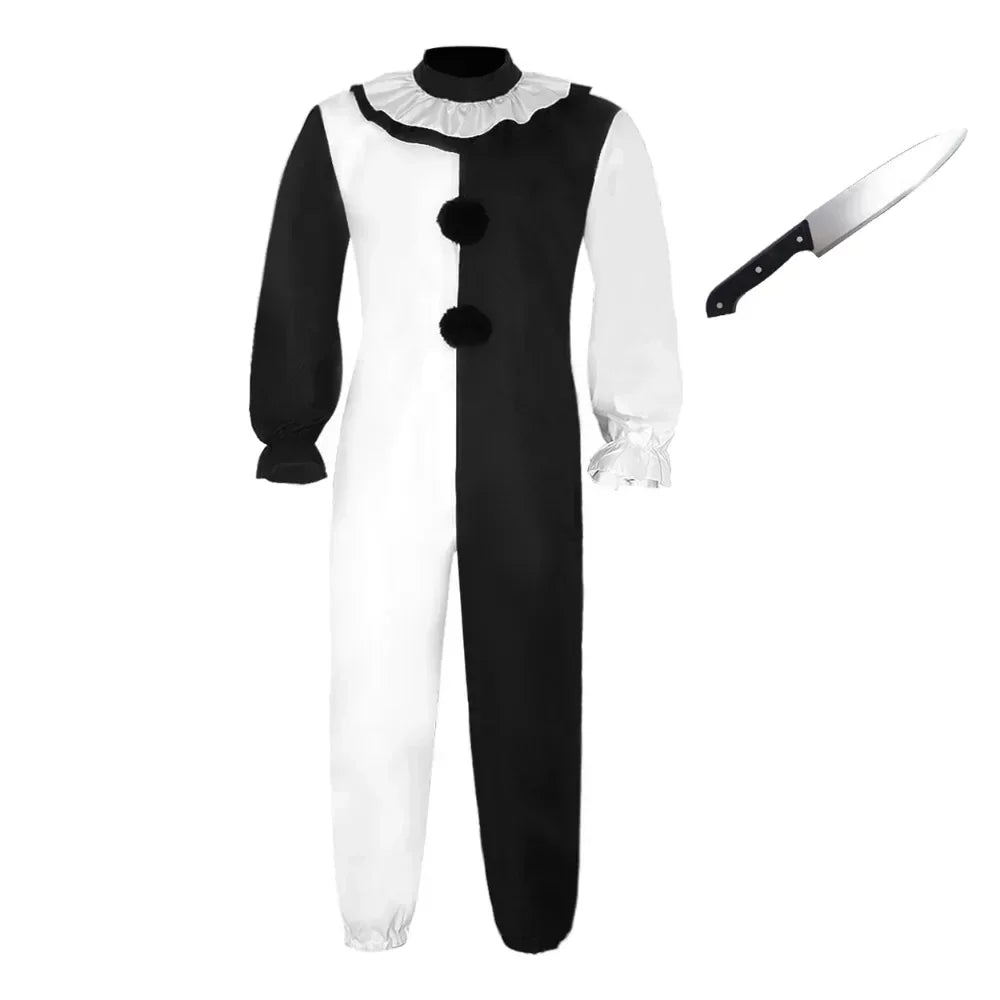 Terrifier Art Clown Costume Joker Disguise Jumpsuit Girls Up Horror Dress Suit Halloween - jumpsuit A / One size