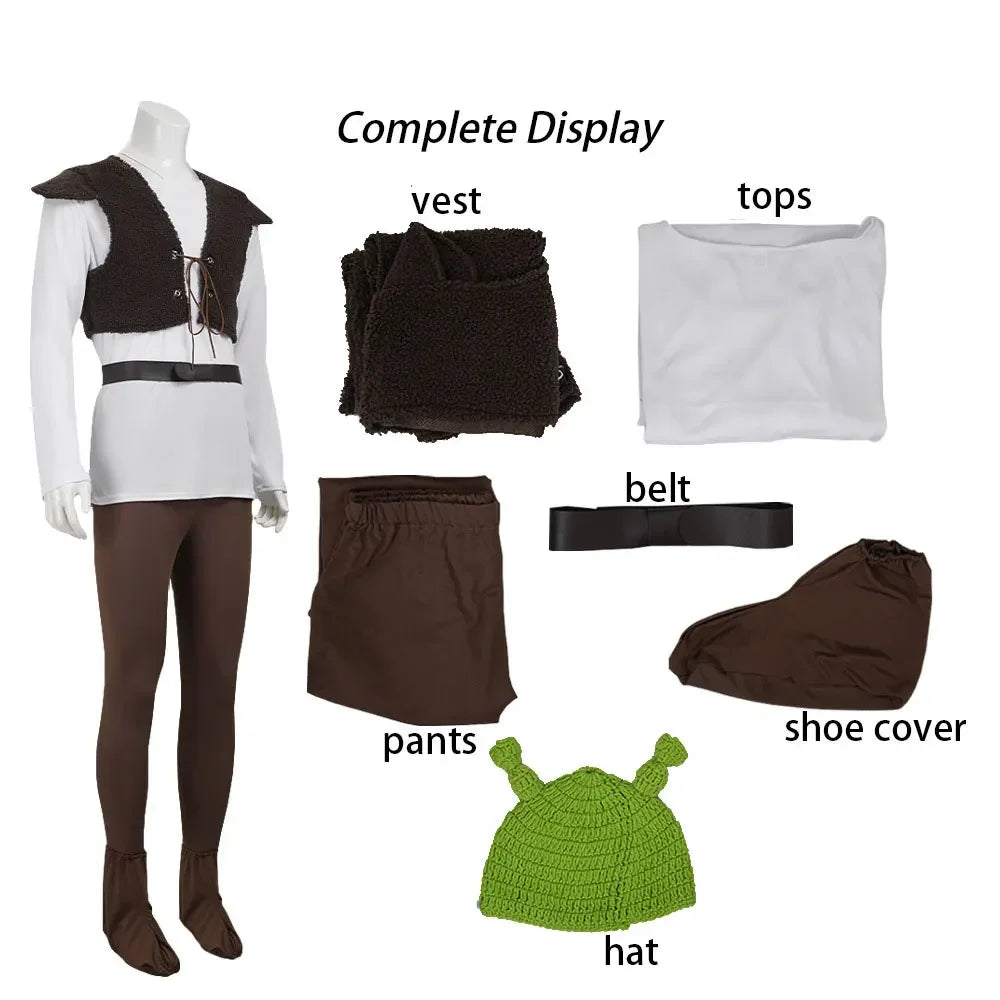 Men's Monster Shrek Full Halloween Costume - cloth and hat / M