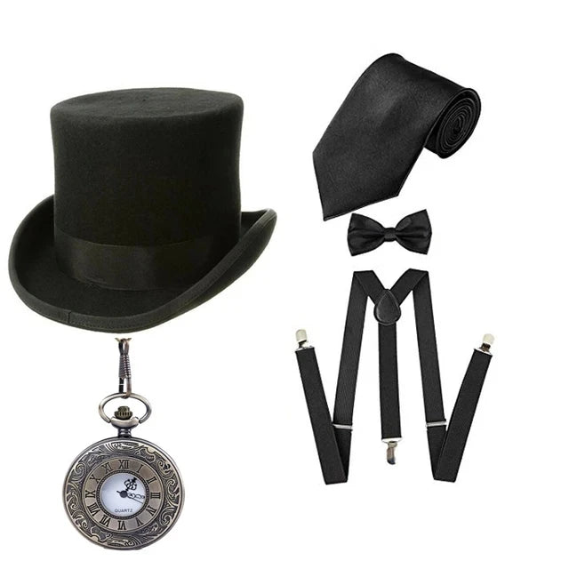 Funny Hats Gangster Costume 3 Pc Set 1920's Costume for Men Women Magic Performance