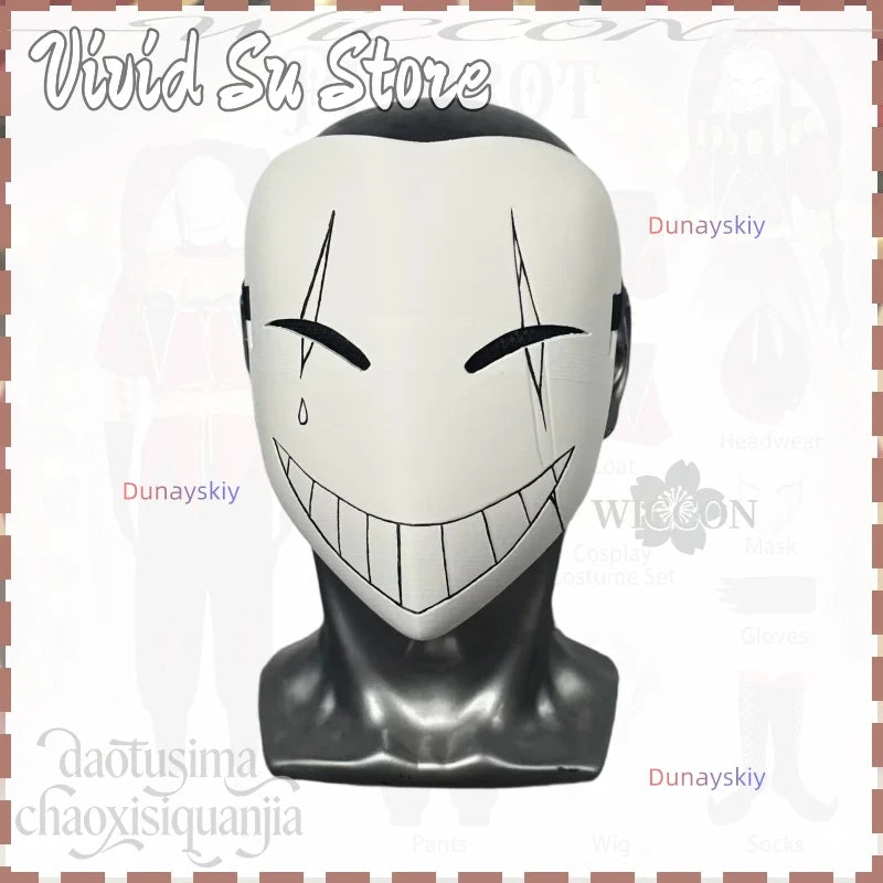 Pierrotot Horror Clown Uniform Suit Big Hat Black Red Retro Suit White Wigs Mask Halloween - mask / 40