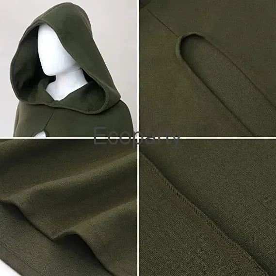 Men Medieval Ancient Hunter Ranger Costume Ancient Hooded Cloak Adult Wizard Celtics - top belt 1 / M