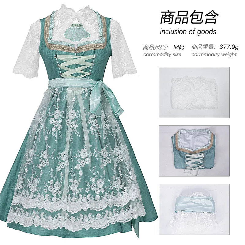 Kids' German Oktoberfest Maid Bavarian Traditional Embroidery Halloween Costume - 013 / S