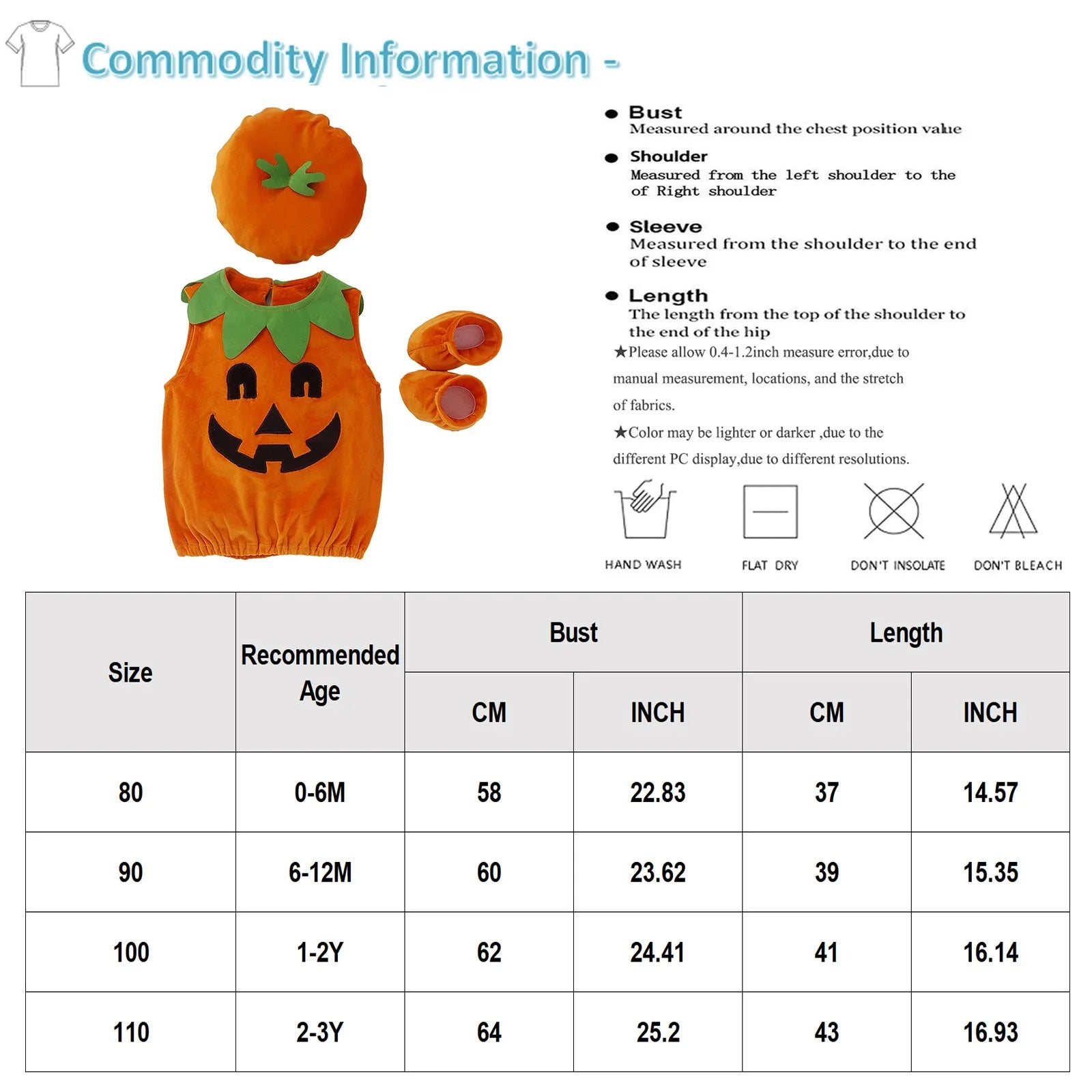 Kids' Pumpkin for Girls Boys Clothing Suit Hat - alternate view 6