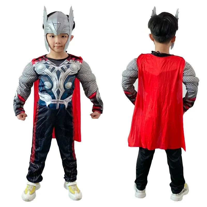 Halloween for Men's Thunder God Warrior Muscle Costume Superhero Thunder God Warrior Costume Muscle Costume Jumpsuit - A / height 47.2–51.2 in (120–130 cm)