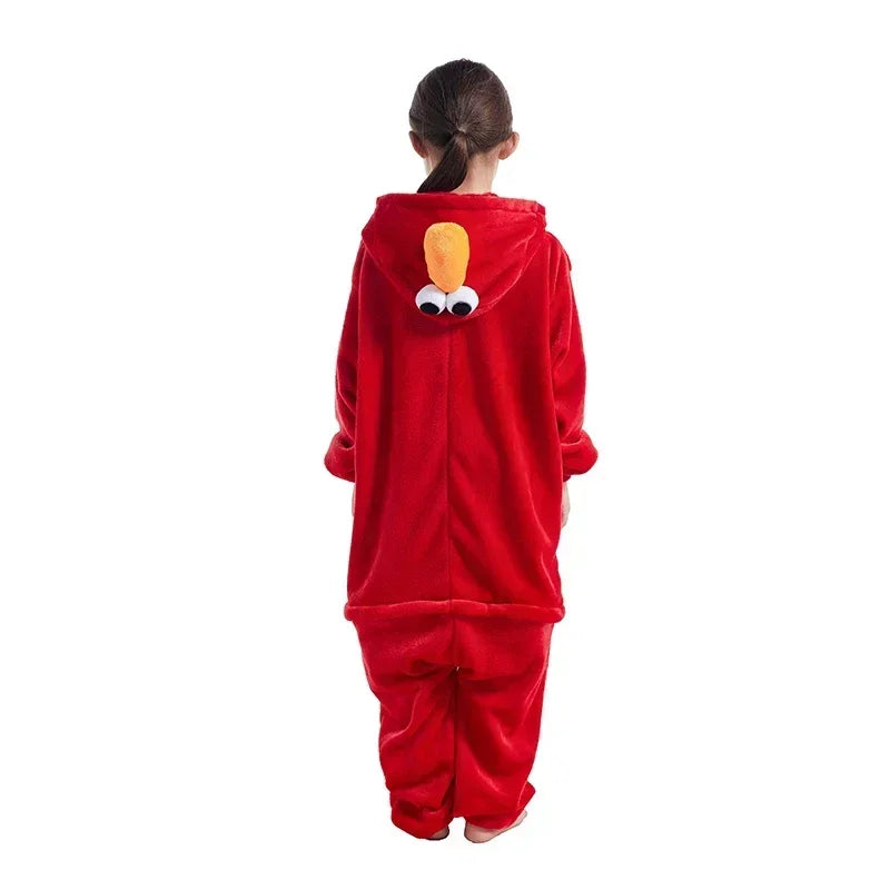 2026 Halloween Costume de Cosplay Kigurumi Elmo Onesie pour Enfants, Pyjama d'Halloween, Vêtements de Noël pour Garçon
