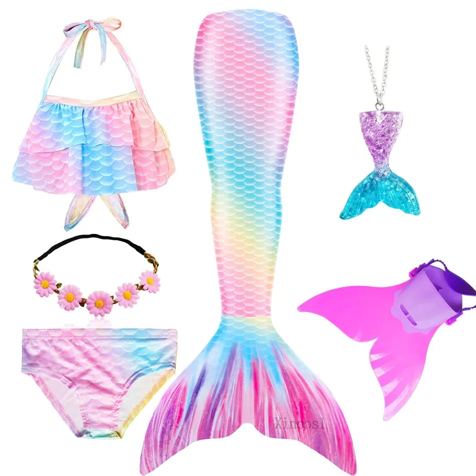 Mermaid Princess-Inspired Tail Memaid Swimsuit Bikini Bathing Suit Costume Girls Can