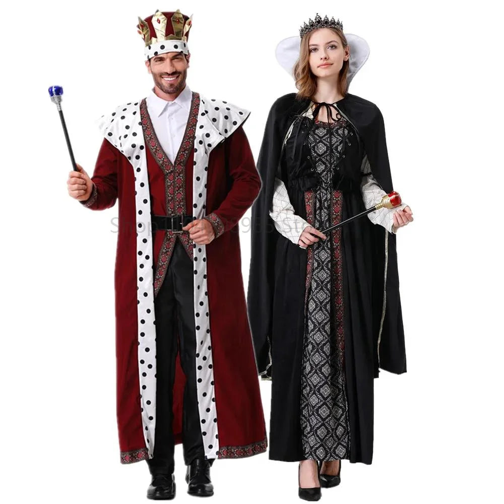 European Royal Retro Court King Queen Gown Halloween Costume