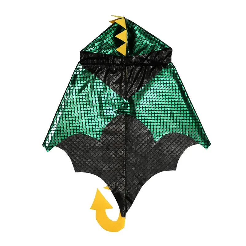 Unisex Green Dinosaur Cape Dragon Hooded Cloak Costumes Fancy Cloak Role Play
