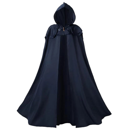 Halloween Hooded Capes for Adult Cloaks Costume Witch Red Black Purple Green Grim Reaper - Blue / S