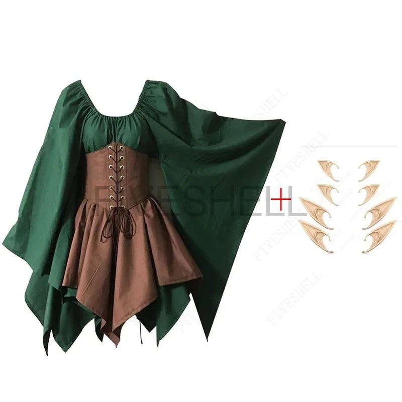 Women's Medieval Palace Victoria Vintage Fairy Elf Princess Bandage Halloween Costume - set as show 1 / L