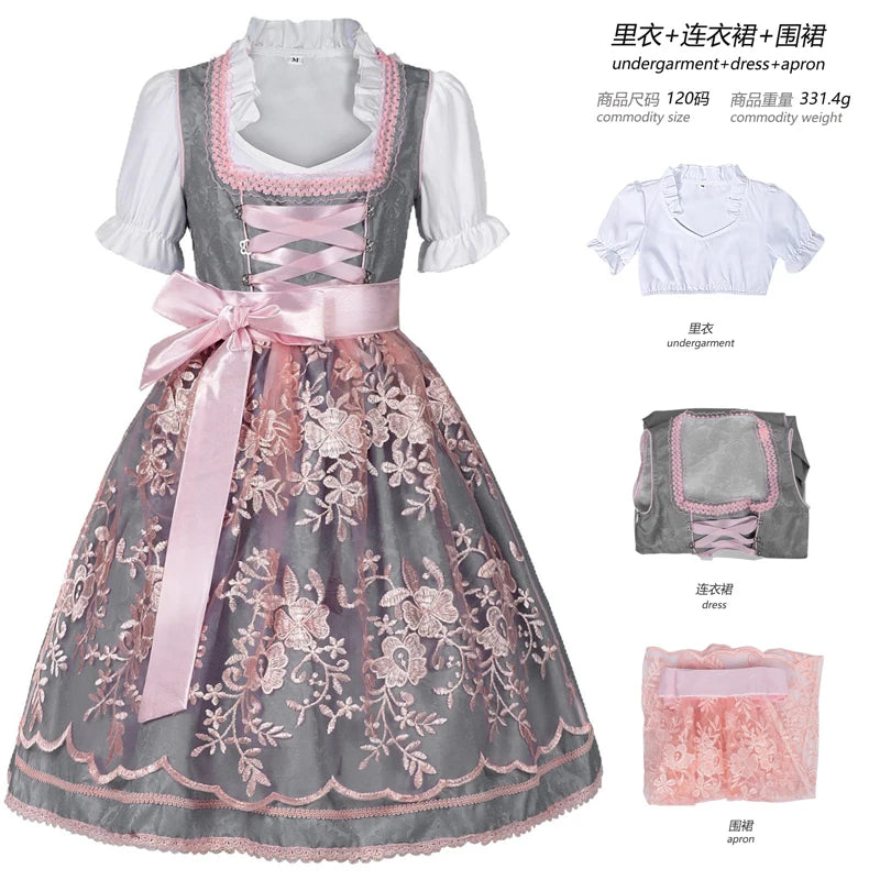Kids' German Oktoberfest Maid Dress Bavarian Traditional Embroidery Costume - alternate view 7