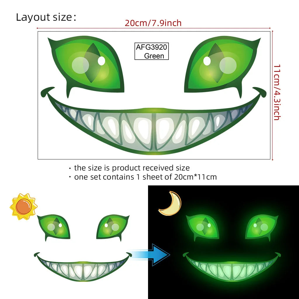 Scary Clown Face Glow-in-the-Dark Halloween Wall Decal