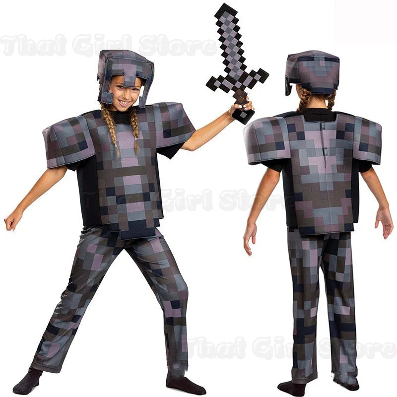 Minecraft Steve Kids' Diamond Armor 3-Piece Halloween Costume Set