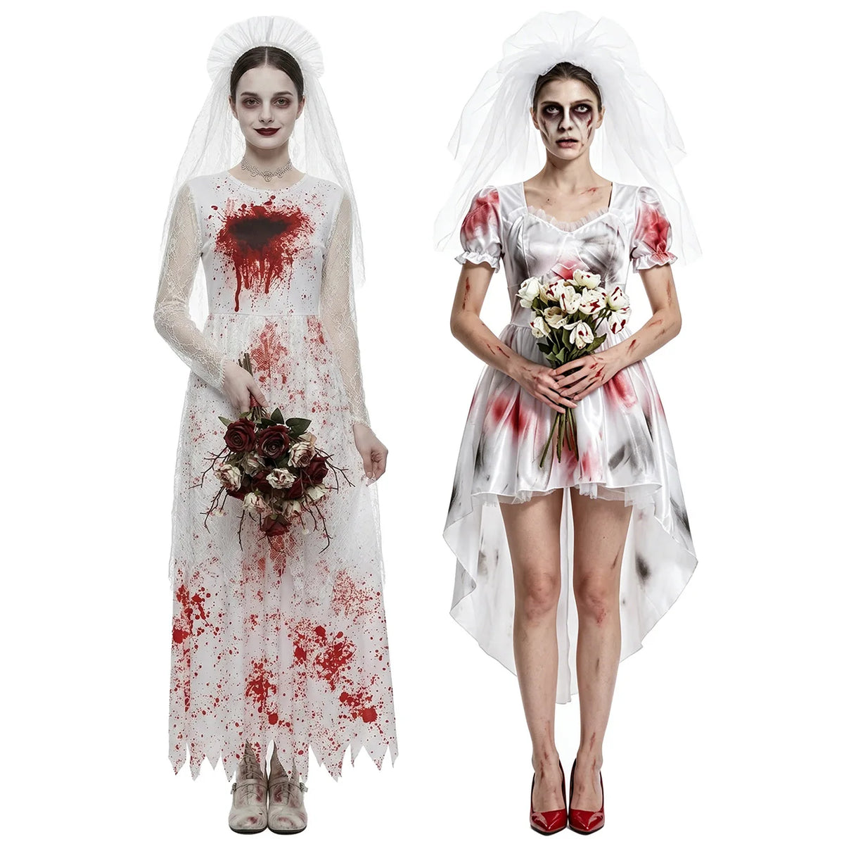 M-Xxl Halloween Dark Bloody Ghost Bride Cos Costume Horror