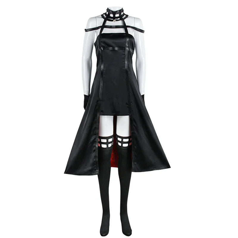 Halloween Anime Yor Forger Costume Outfit Gothic Assassin Black Red Skirt Dress Suit - Costume Wig / 3XL