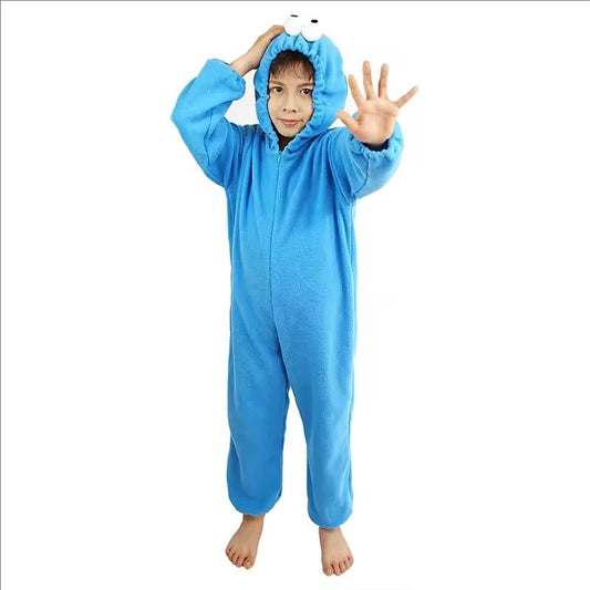 Halloween Cookie Monster Elmo Jumpsuit Sleepwear Sesame Street Children's Stage Performance Costume Women's Ethnic Fashion