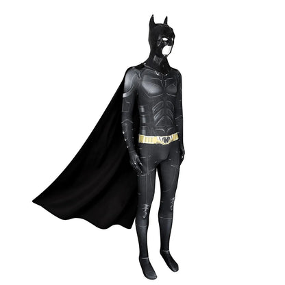 Adult Bat Super Hero Costume Men Bat Mask Knight Cosplay Jumpsuit With Cape Outfit for Halloween Party Bodysuit