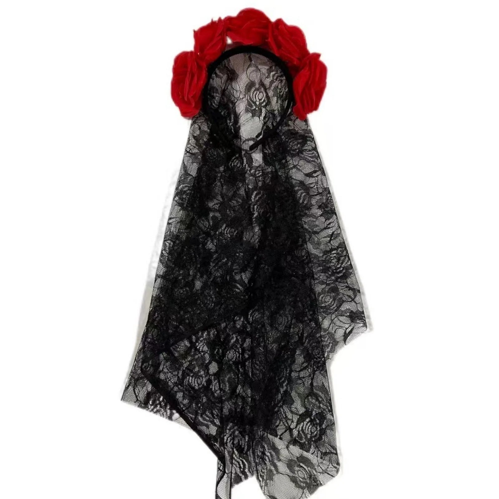 1-Piece Ghost Bride Floral Lace Veil Headbands, 4-Piece Set, Spooky & Elegant - product image 7