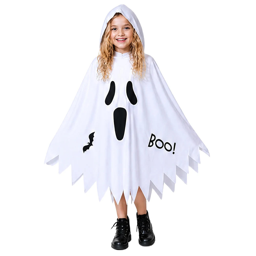 Halloween White Ghost Costume Glowing Hooded Cloak in The Dark Demon Shawl - product image 6