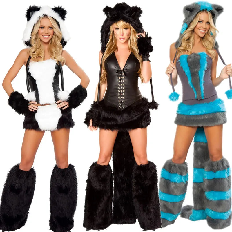 Adult Sexy Furry Animal Costume For Women Animal Costumes Halloween Rabbit Wolf