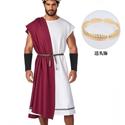 Men's Medieval Roman Greek Toga Laurel wreath Greece Warrior Costume