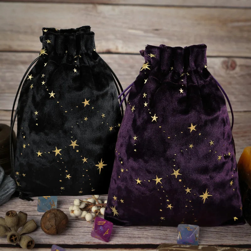 Star Print Velvet Tarot & Oracle Card Pouch