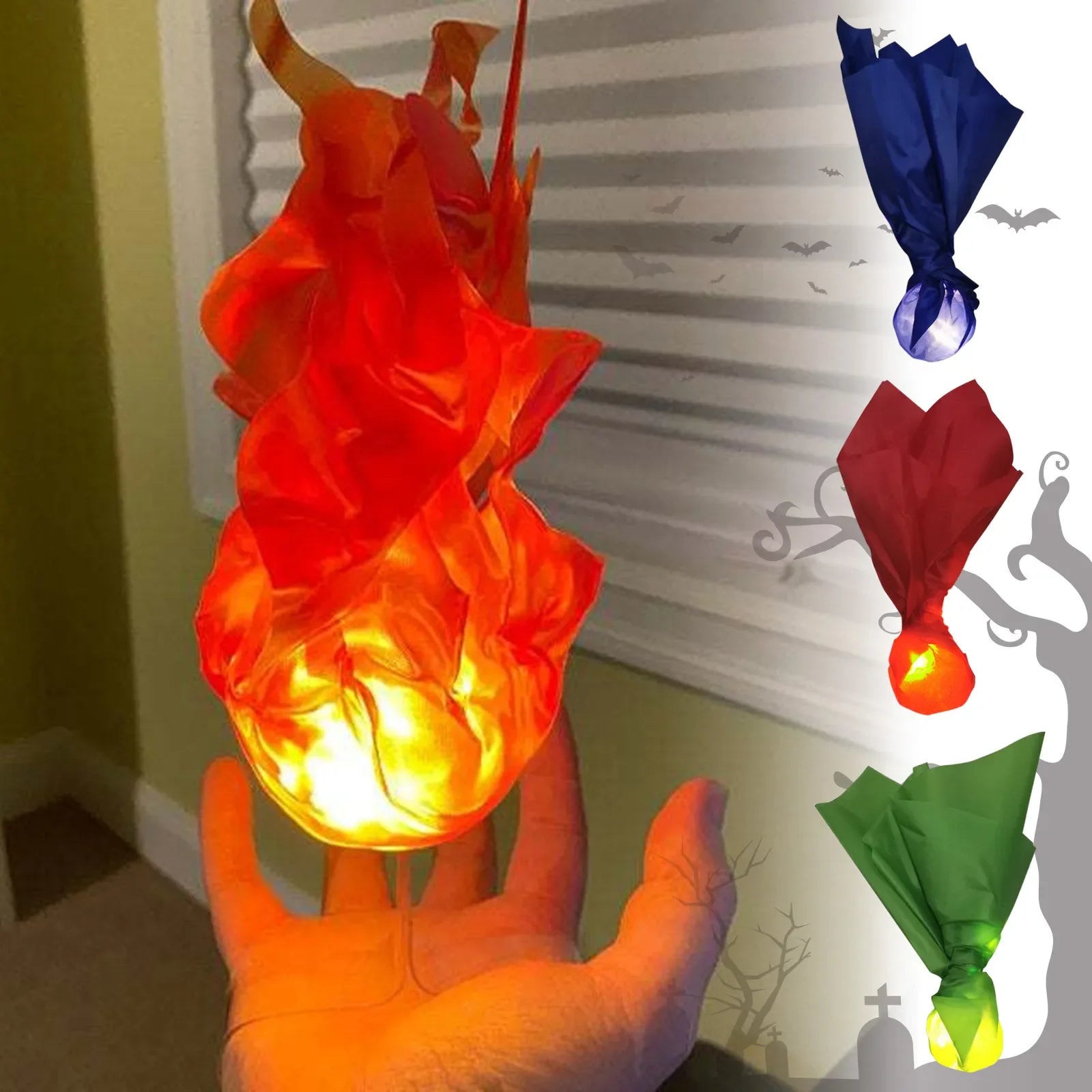 Halloween Decor Props Simulation Floating Fireball Lamp Artificial Fire Flame - Blue / One - product image 3