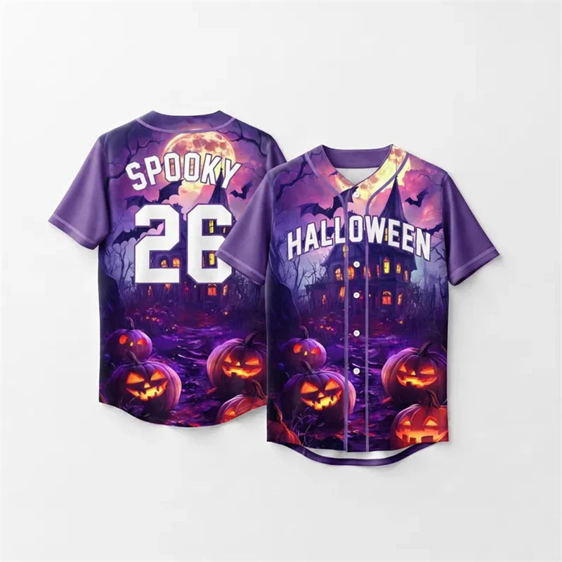 Personalized Name 3D Printed Baseball Jersey Bat Spider Web Print Shirt Men Women