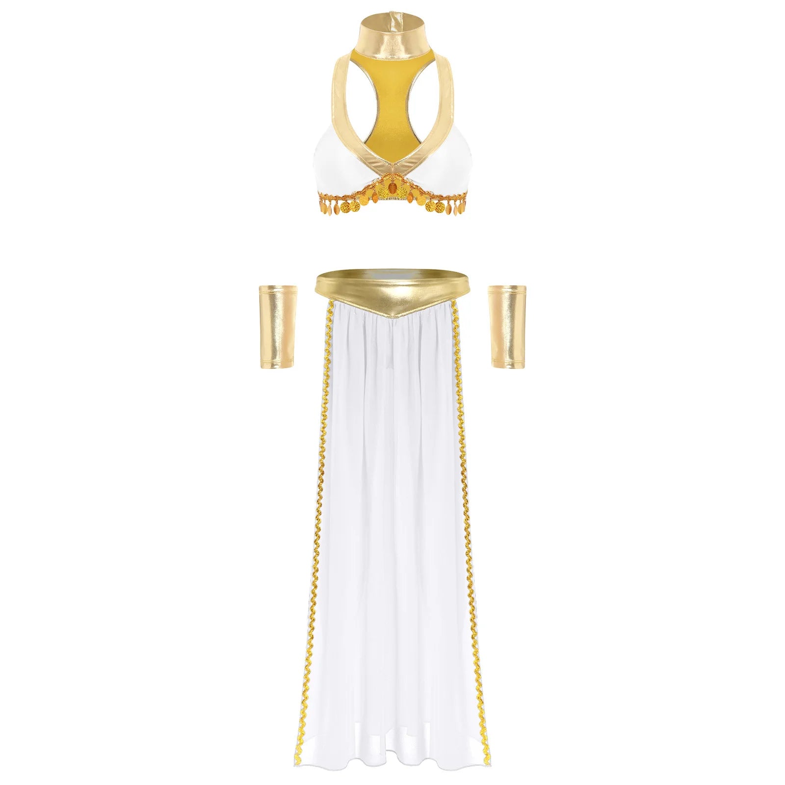 Women's Ancient Egyptian Queen Cosplay Outfits With Collar Crop Top - view 3
