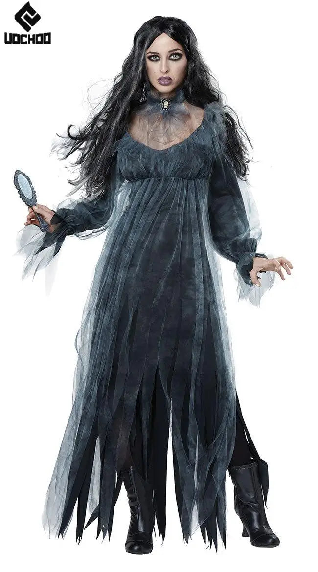 Halloween Ghost Bride Cosplay Costume Horrible Skeleton Dress Gothic Gown - product image 3