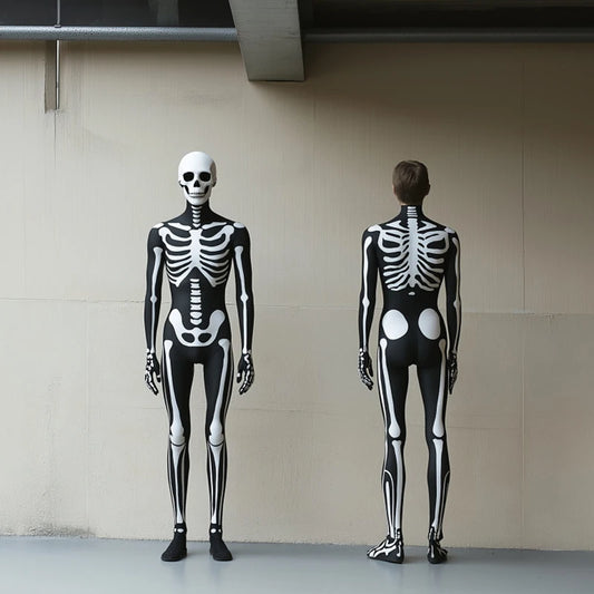 Adult Skeleton Jumpsuit and Mask Skull Steampunk Elastic Bodysuits Costume