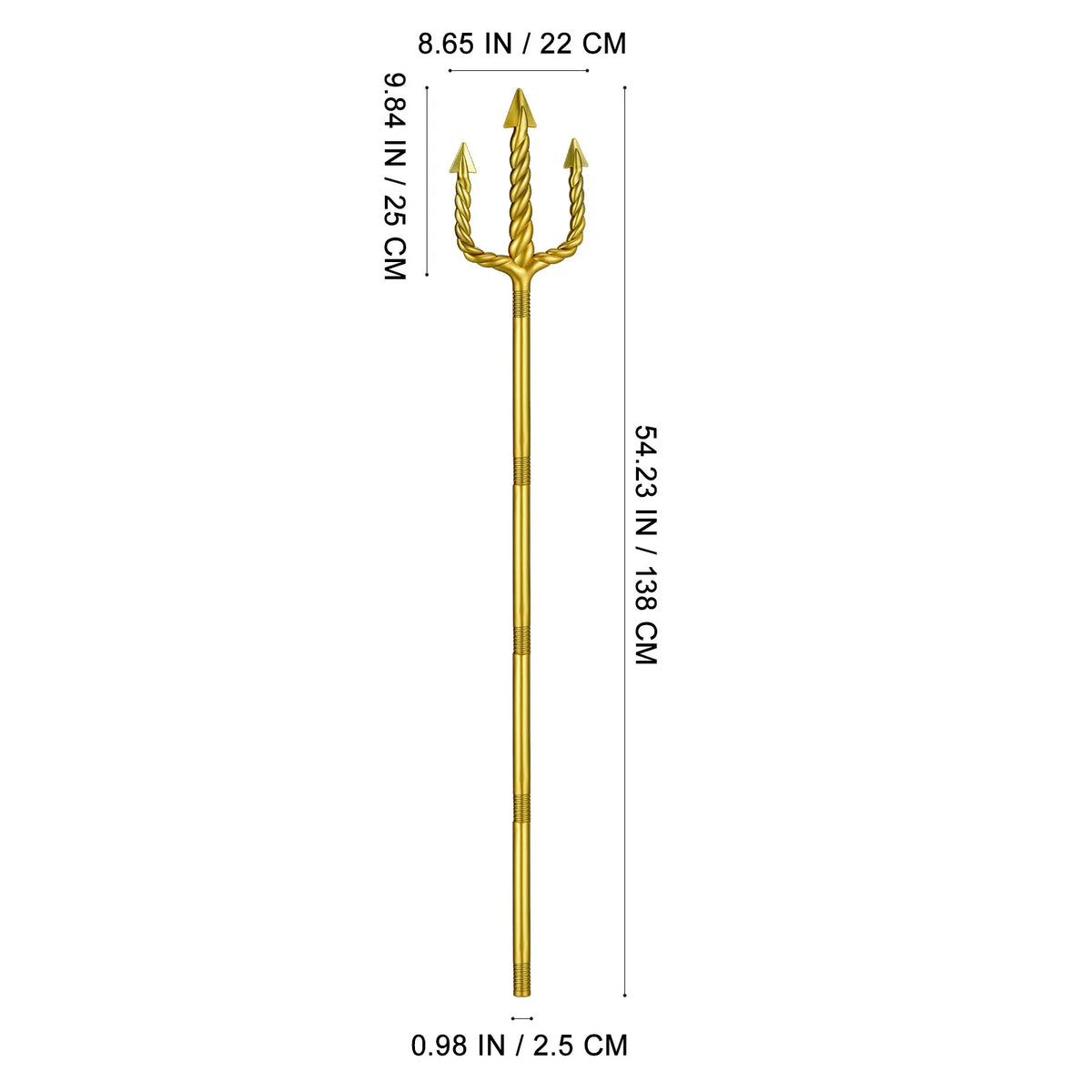 Gold Spiral Devil Trident Prop – Medieval Halloween Costume Staff