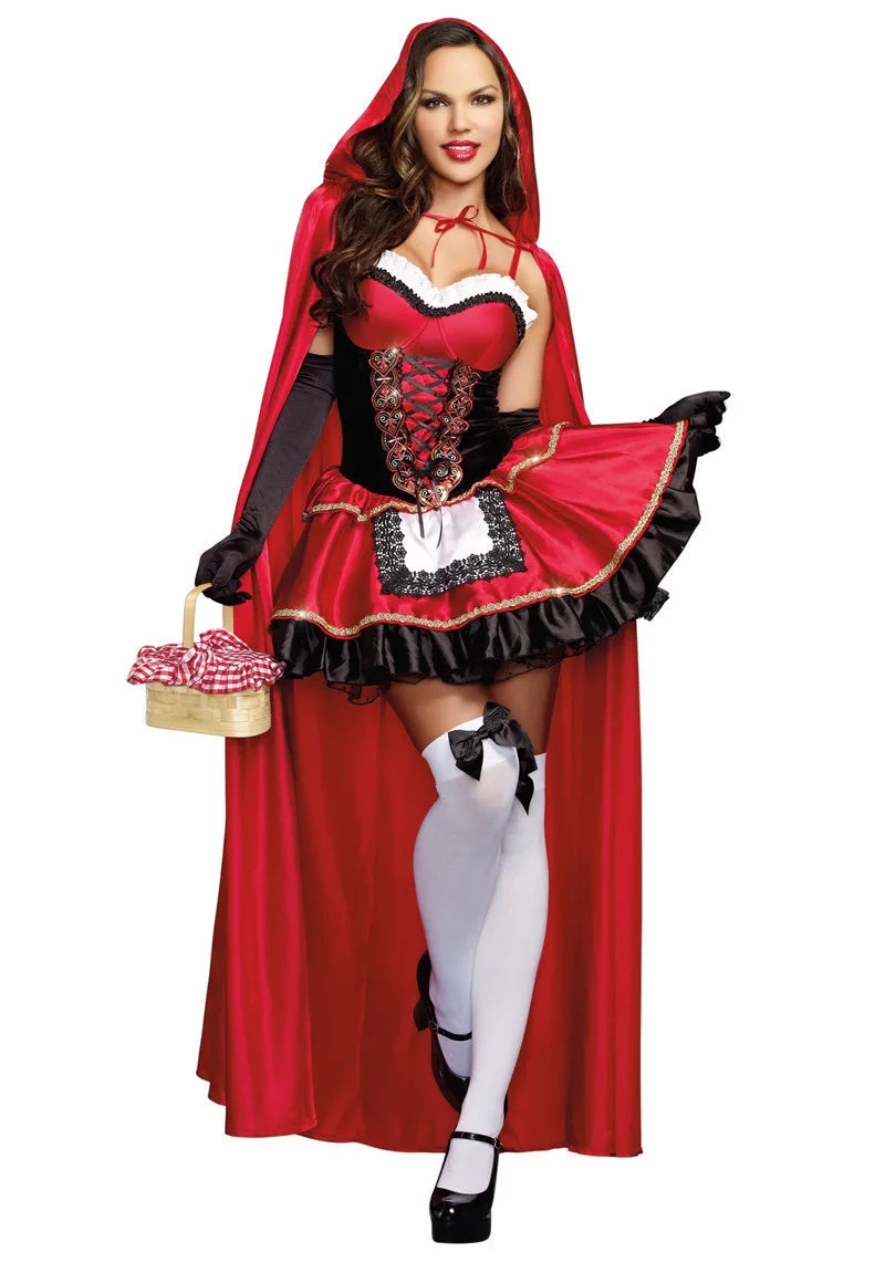 Halloween Costumes For Adult Women Little Red Riding Hood Costume Cloak Queen Fairy Cosplay Uniforms - product image 2