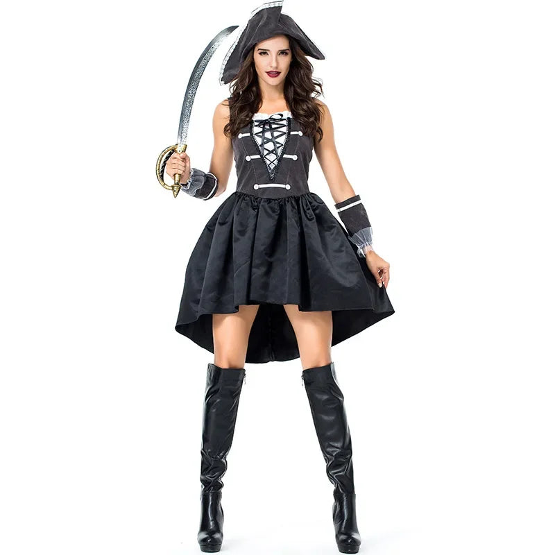 Halloween Medoeval Captain Pirate Costumes Adult Costume for Women Men Couples - men / XL