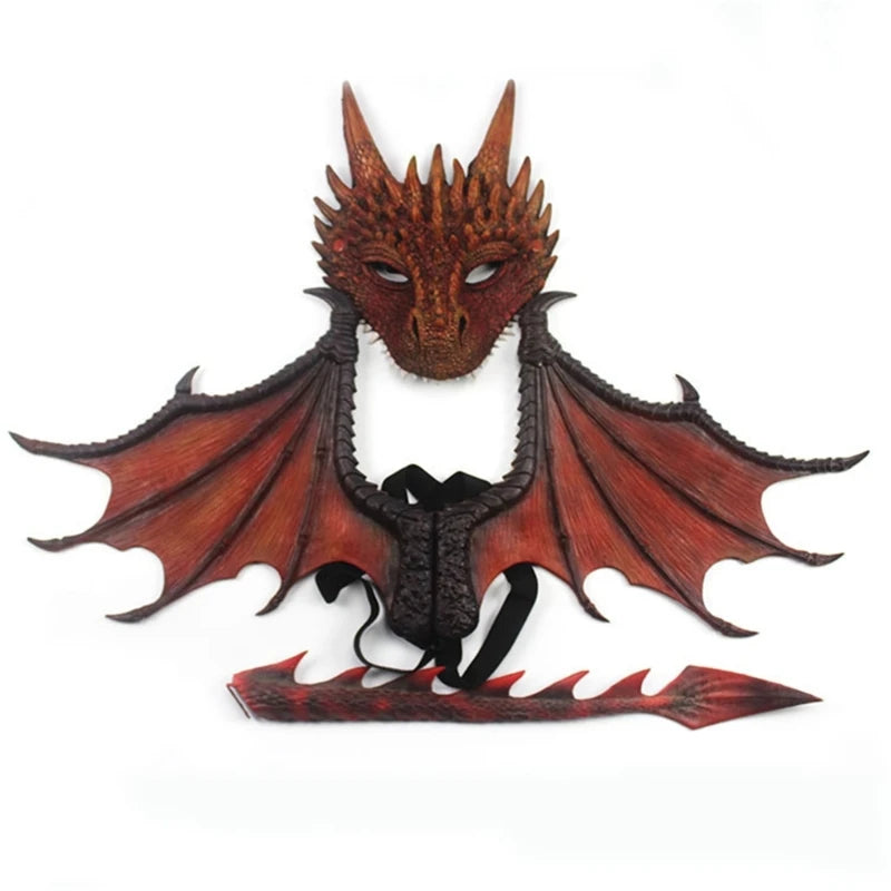 Kids Dragon Costume For Kids Dragon Dinosaur Wing Tail Mask Set Dragon Cosplay Wing Kids Halloween Dragon - product image 11