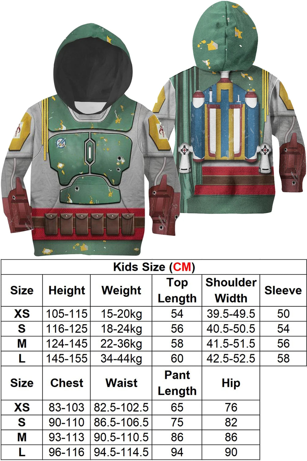 Din Djarin Costume Adult Kids Battle Armor Printed Hoodie Pant Movie Space Bounty Hunter - Kids Suit B / L