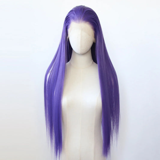 Dark Purple Cosplay Wig Synthetic Lace Front Wigs Long Straight Purple Lace Front Pre Plucked Heat Resistant - product image 1