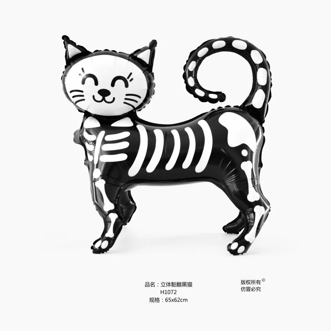 Halloween party decoration with black cat, aluminum foil balloons, 4D - product image 7